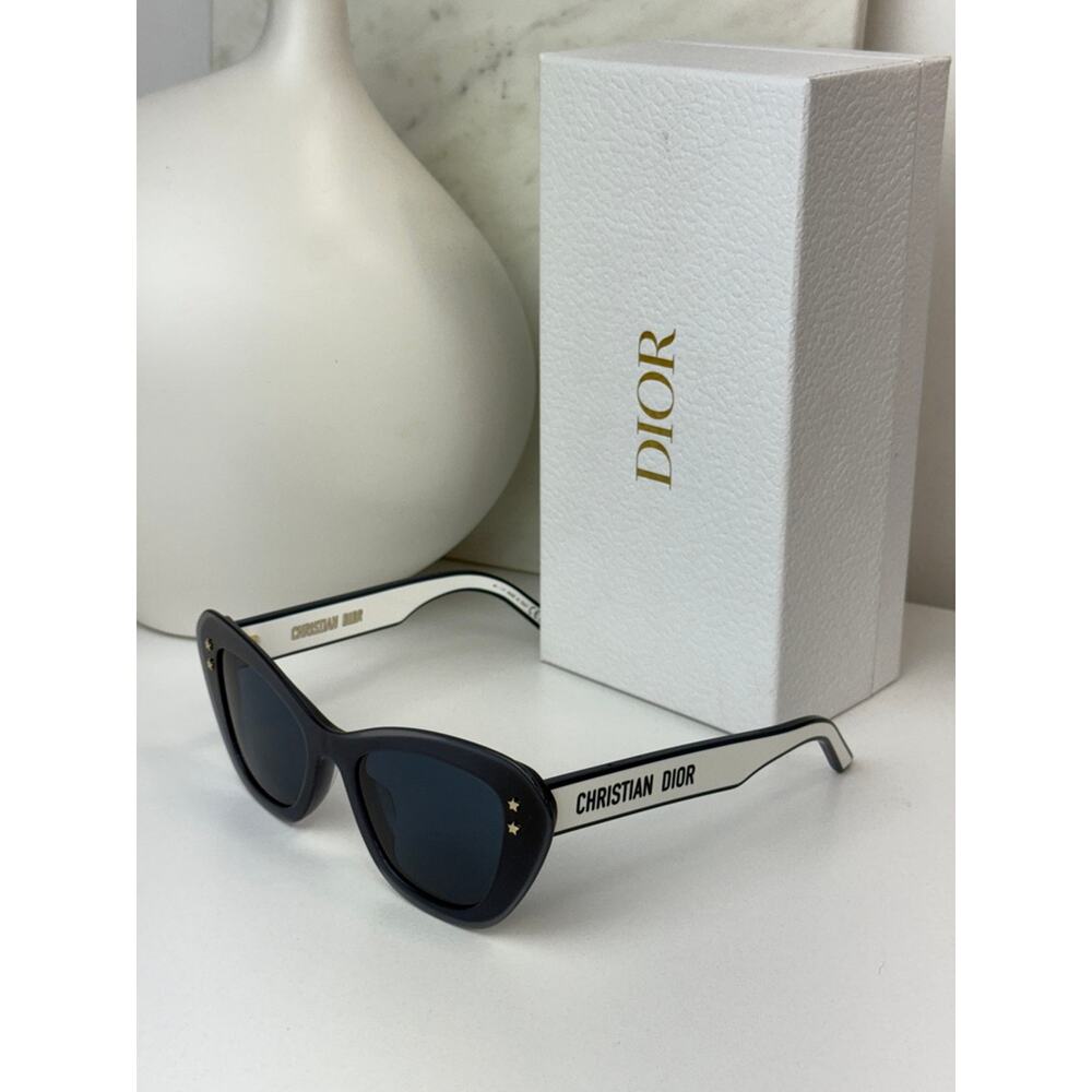 NEW Dior Pacific B3U Logo Sunglasses Cat Eye Navy Blue - Picture 3 of 9